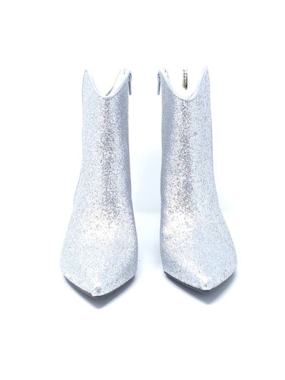 On 34th Aatirap Silver Glitter Pointed Toe Ankle Booties Size 5M - Picture 3 of 12